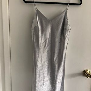 Silver foil slip dress